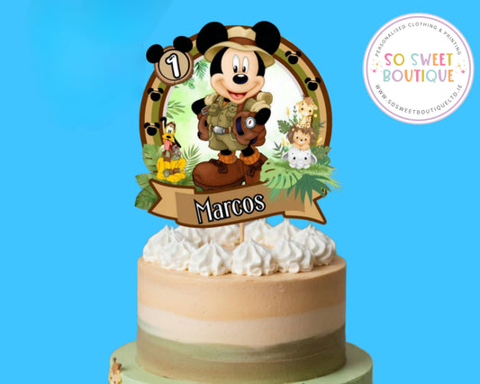 Mickey Mouse Safari Personalised Birthday Cake Topper