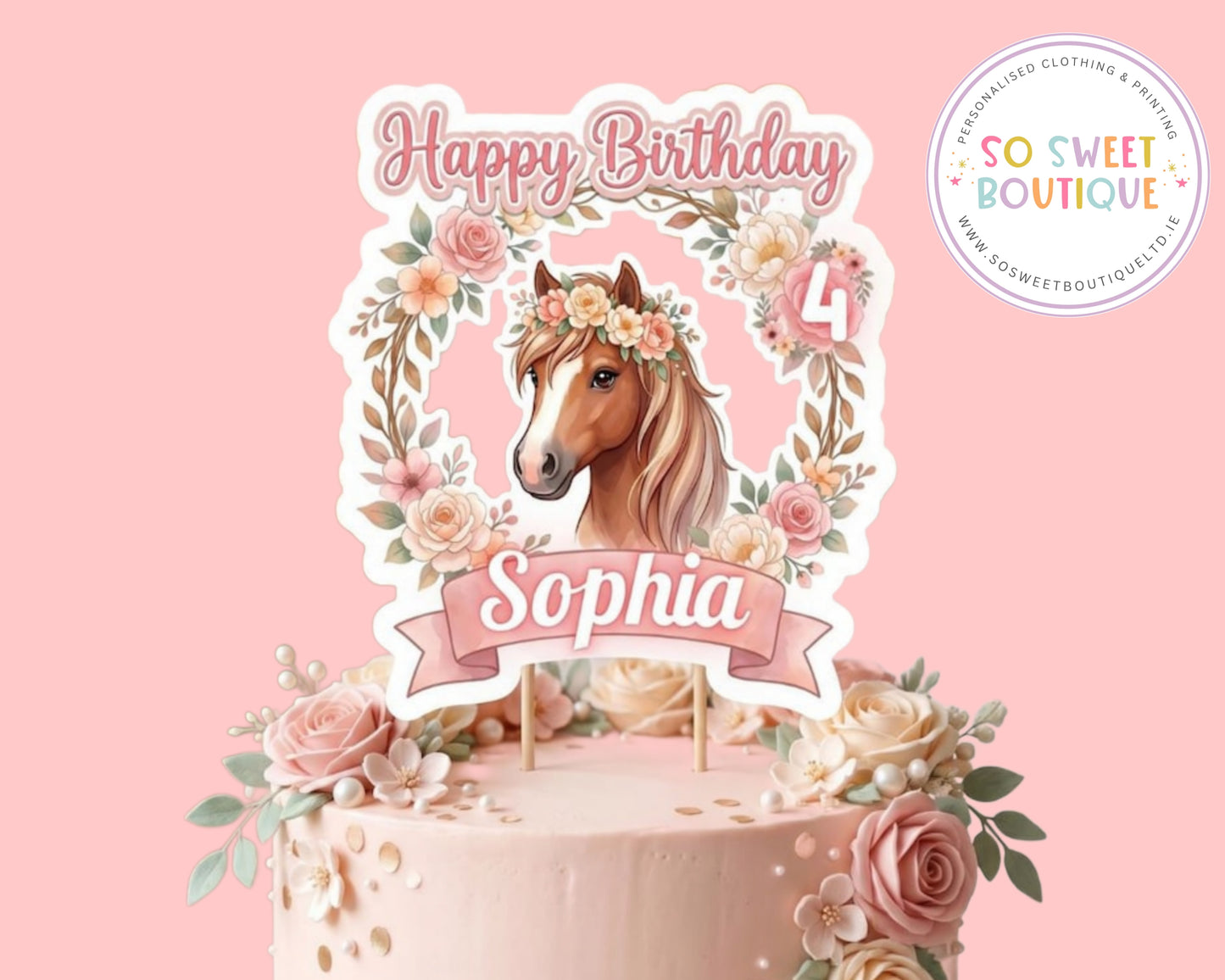 Horse themed Personalised Birthday Cake Topper