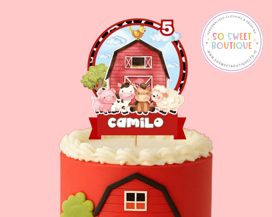 Farm themed Personalised Birthday Cake Topper