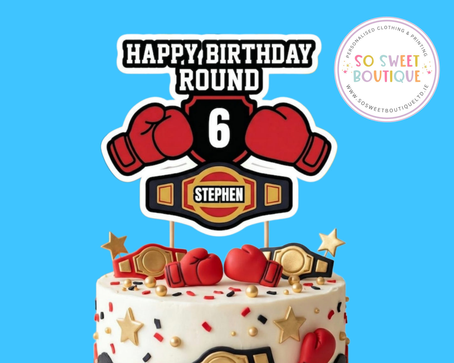 Boxing themed Personalised Birthday Cake Topper