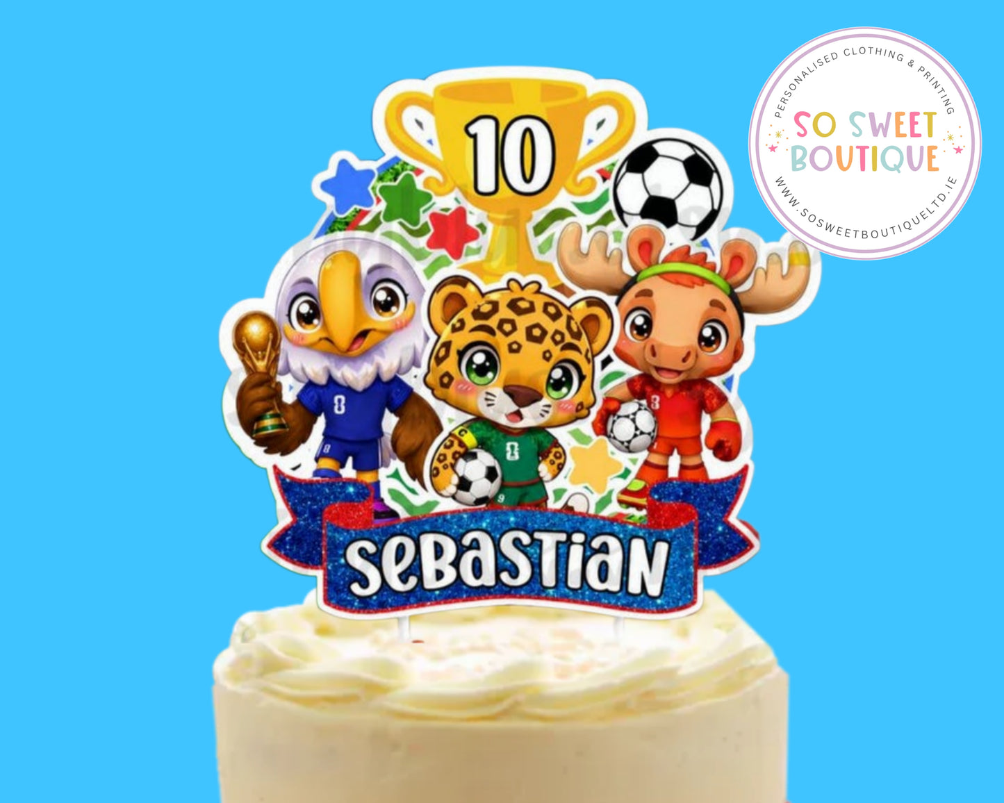 World Cup Mascots Personalised Birthday Cake Topper