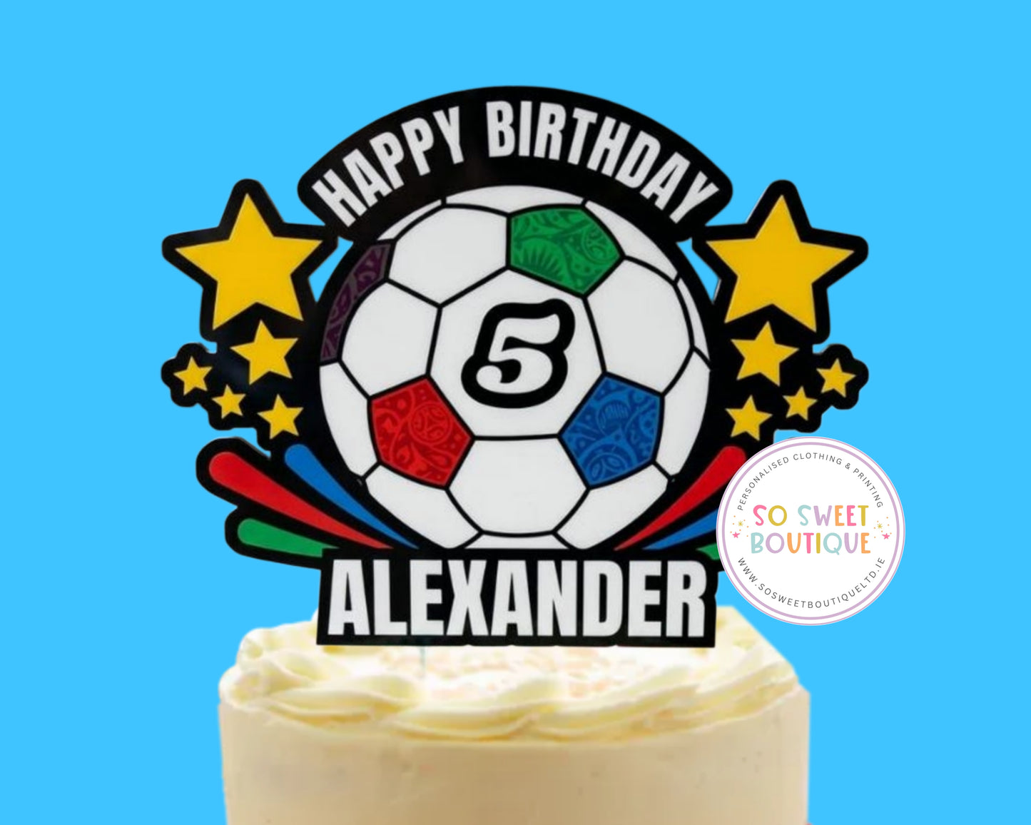 World Cup Football Personalised Birthday Cake Topper