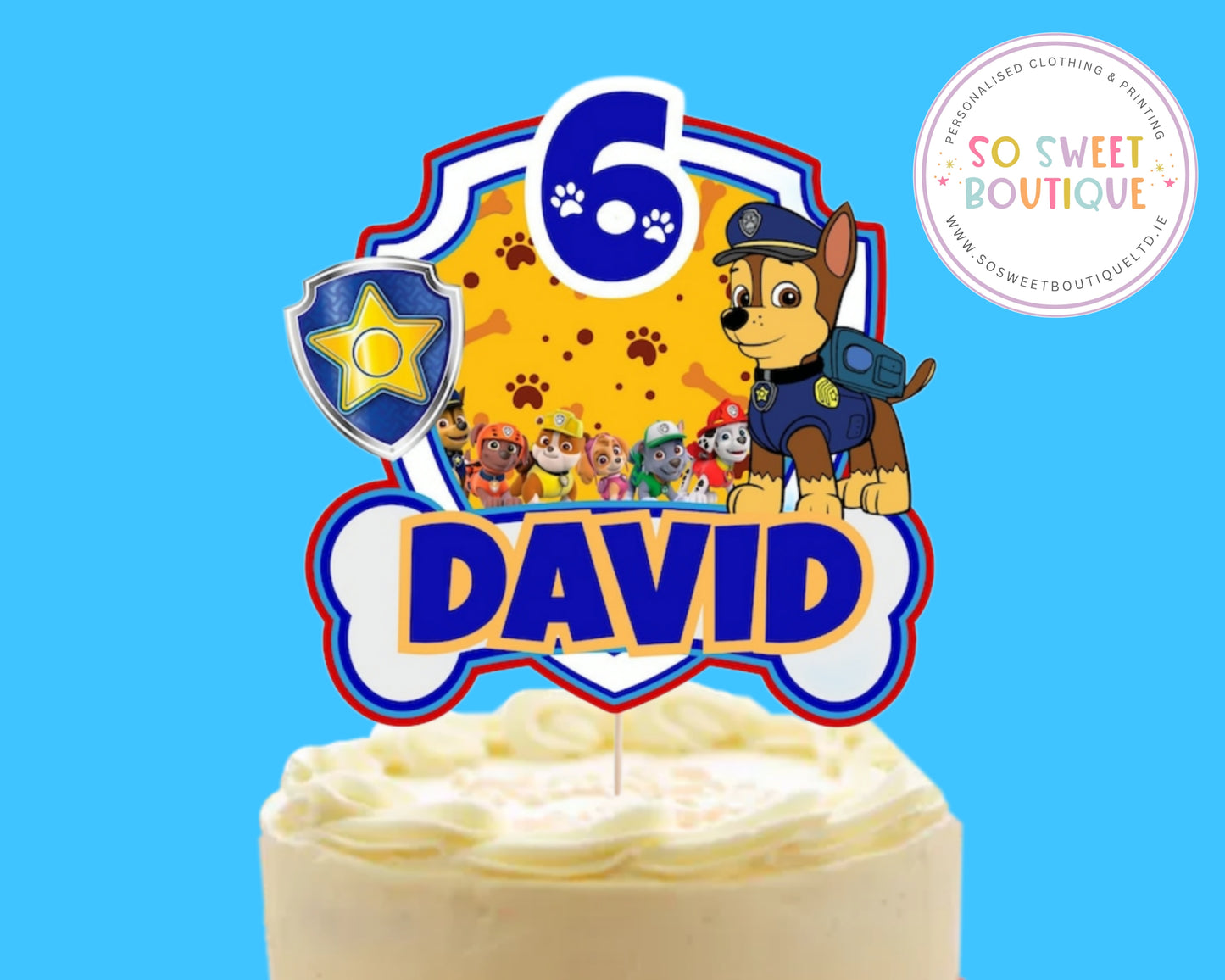 Paw Patrol Personalised Birthday Cake Topper