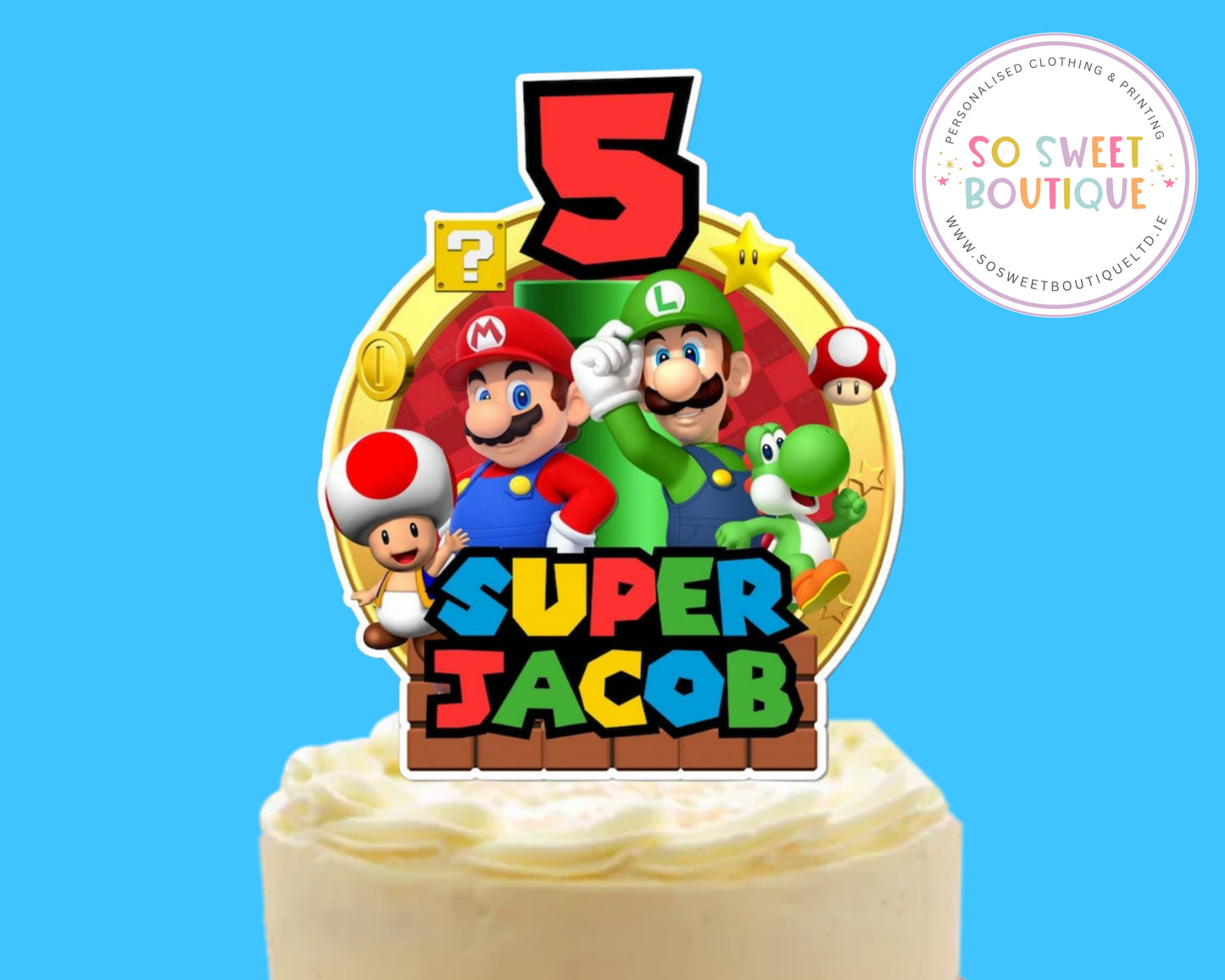 Super Mario Personalised Birthday Cake Topper