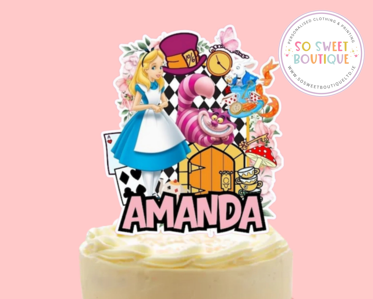 Alice In Wonderland Personalised Birthday Cake Topper