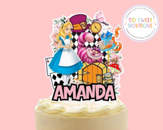 Alice In Wonderland Personalised Birthday Cake Topper