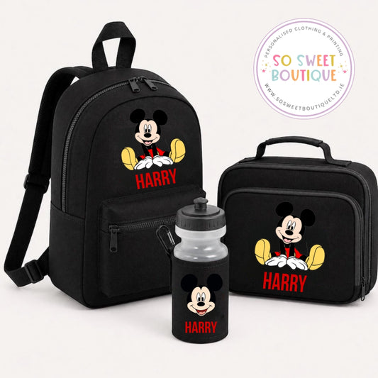 Mickey Mouse 3 Piece Black Backpack And Lunch Preschool Set