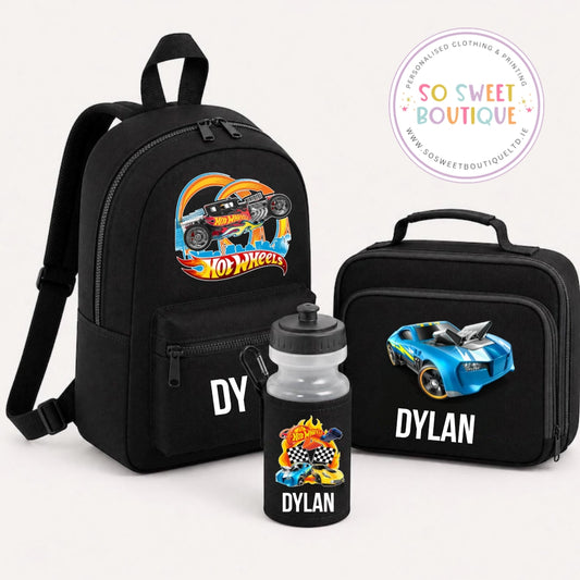 Hot Wheels 3 Piece Black Backpack And Lunch Preschool Set