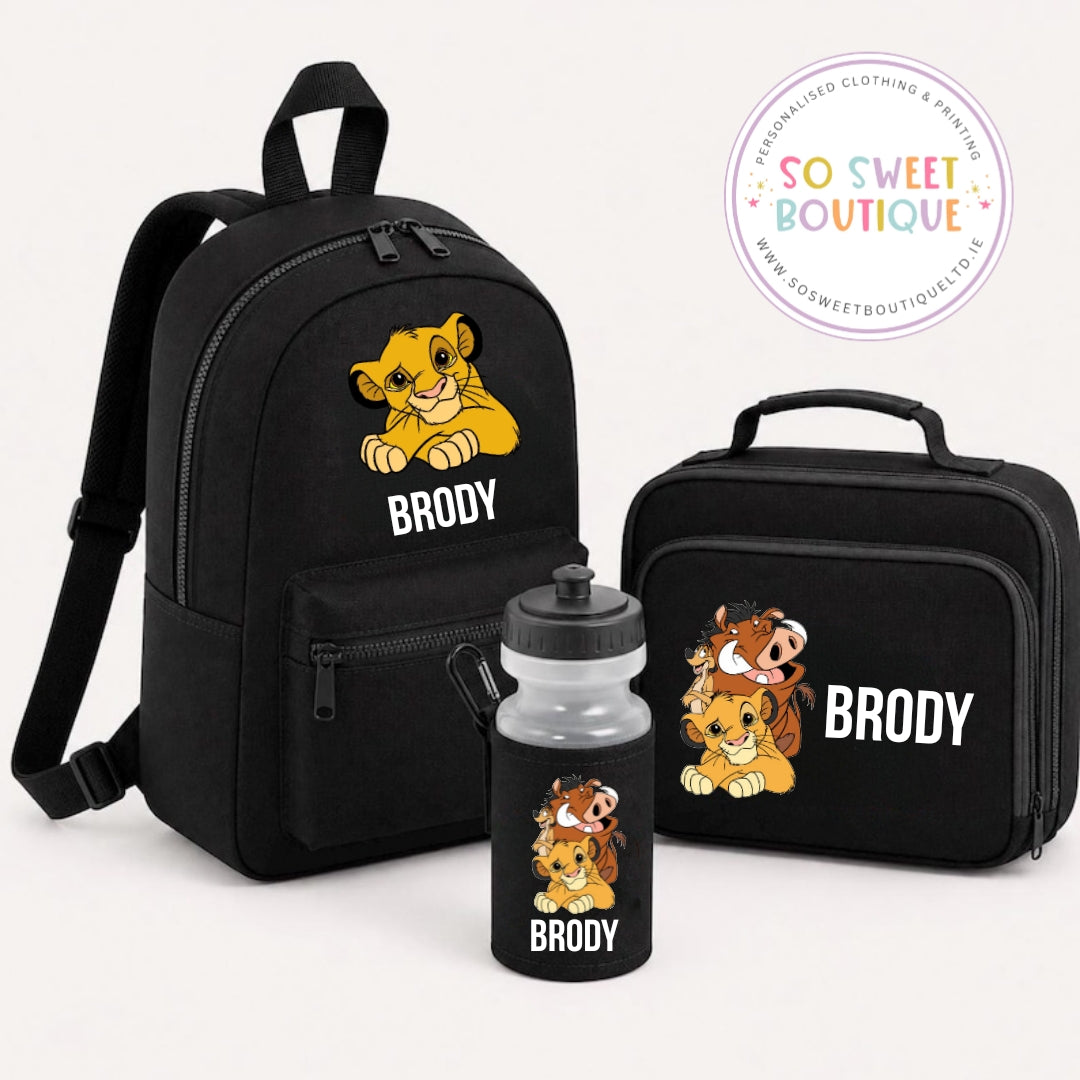 The Lion King 3 Piece Black Backpack And Lunch Set