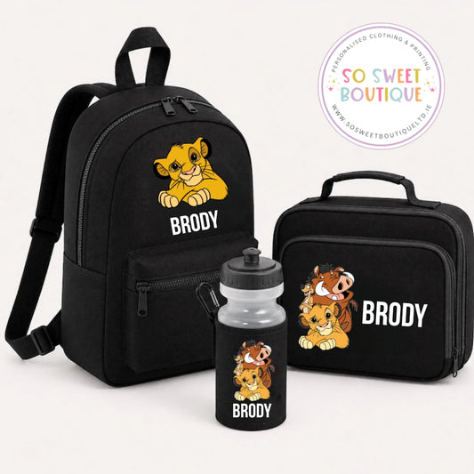 The Lion King 3 Piece Black Backpack And Lunch Set