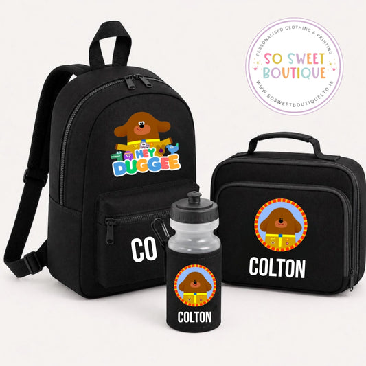 Hey Duggee 3 Piece Black Backpack And Lunch Preschool Set