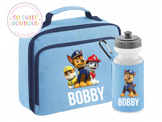 Paw Patrol Personalised Insulated Lunch Bag & Water Bottle Set (3 Colour Options)