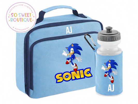 Sonic Personalised Insulated Lunch Bag & Water Bottle Set (3 Colour Options)
