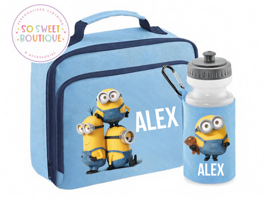 The Minions Personalised Insulated Lunch Bag & Water Bottle Set (3 Colour Options)