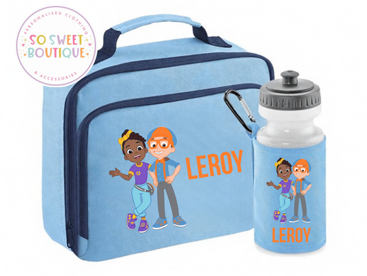 Blippi & Meekah Personalised Insulated Lunch Bag & Water Bottle Set (3 Colour Options)