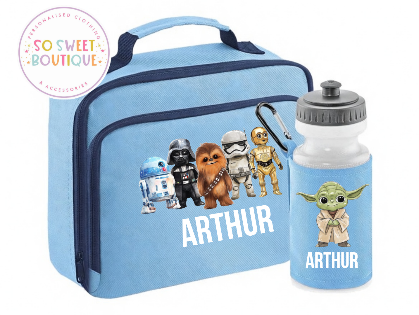 Star Wars Personalised Insulated Lunch Bag & Water Bottle Set (3 Colour Options)