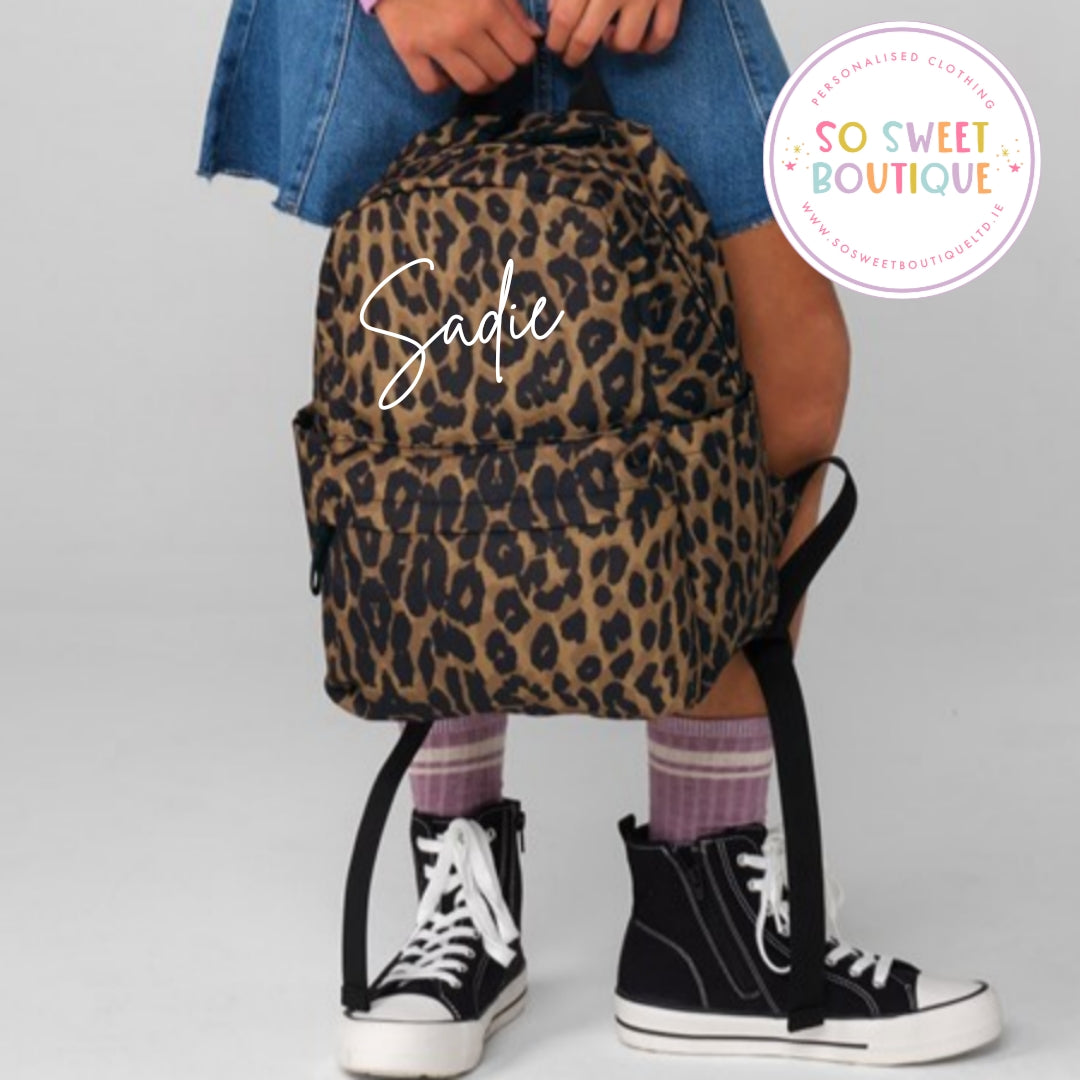 Signature Style Personalised 12 Ltr Leopard Print School Bag