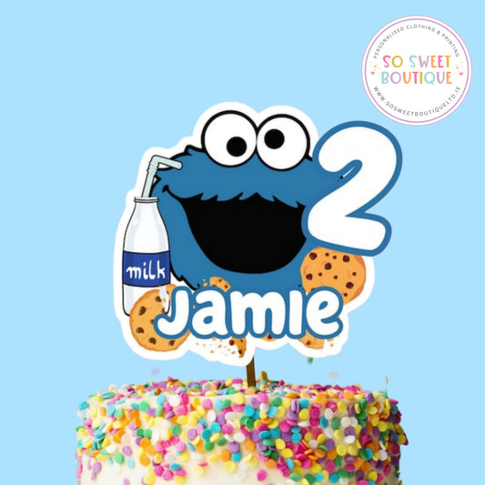 Cookie Monster Personalised Birthday Cake Topper