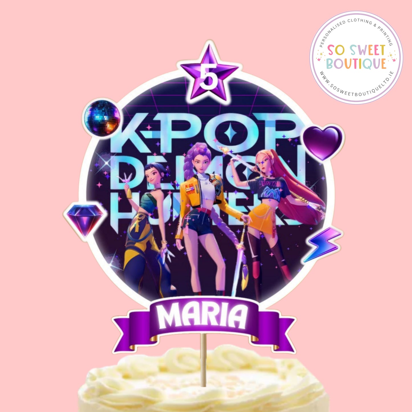 KPOP Demon Hunters Personalised Birthday Cake Topper