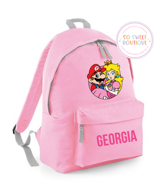 Super Mario Princess Peach Personalised 12 Ltr School Bag (6 Colour Options)