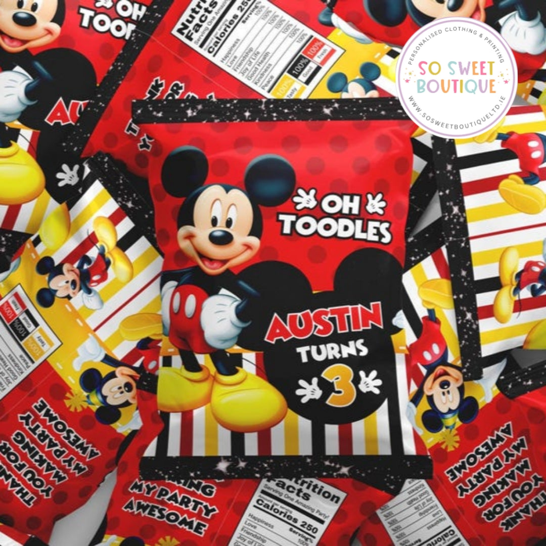 Mickey Mouse themed Personalised Fillable Crisp|Treat Bag