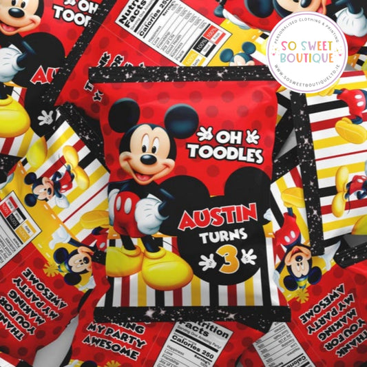 Mickey Mouse themed Personalised Fillable Crisp|Treat Bag