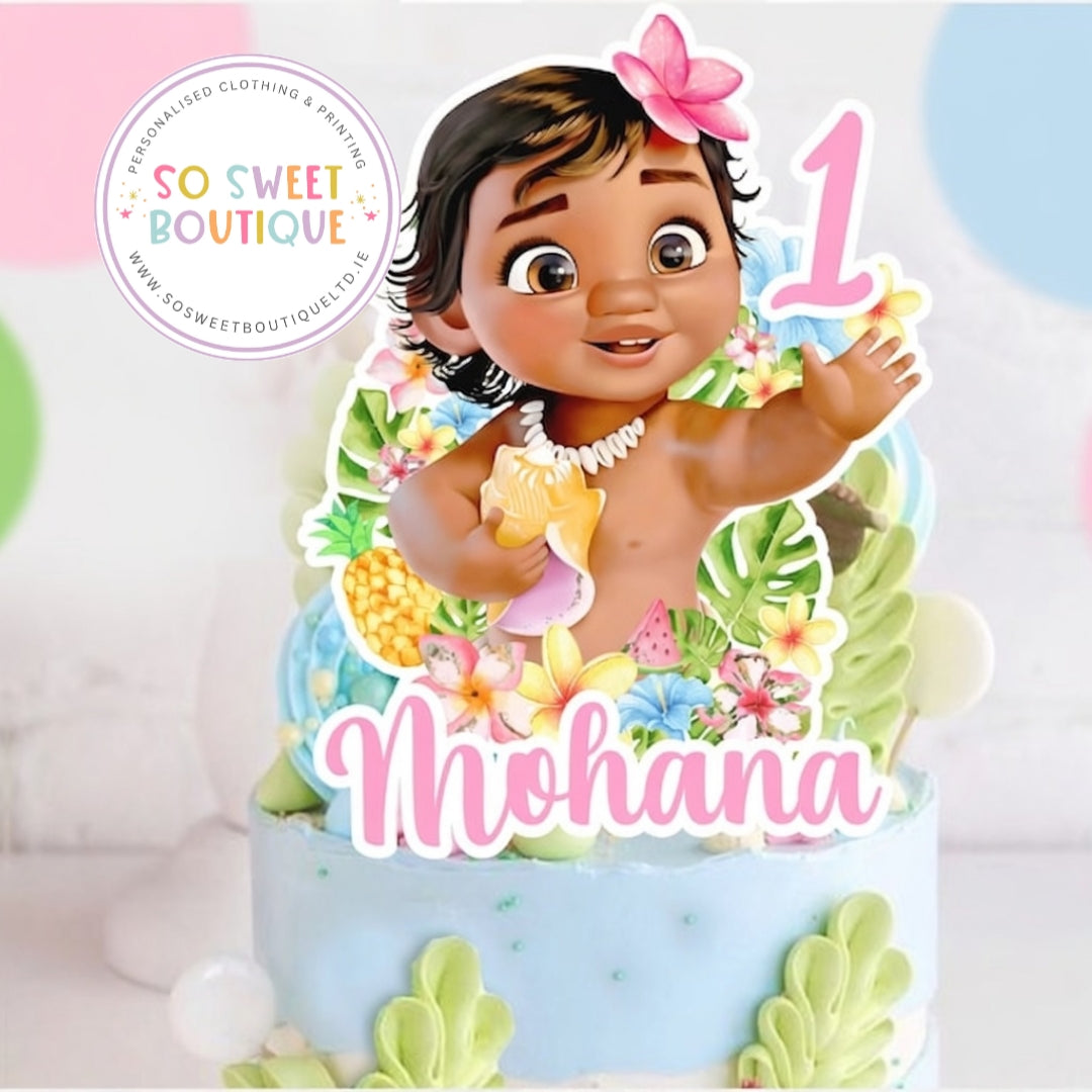 Baby Moana Personalised Birthday Cake Topper