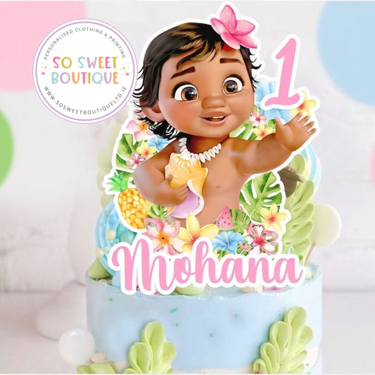 Baby Moana Personalised Birthday Cake Topper