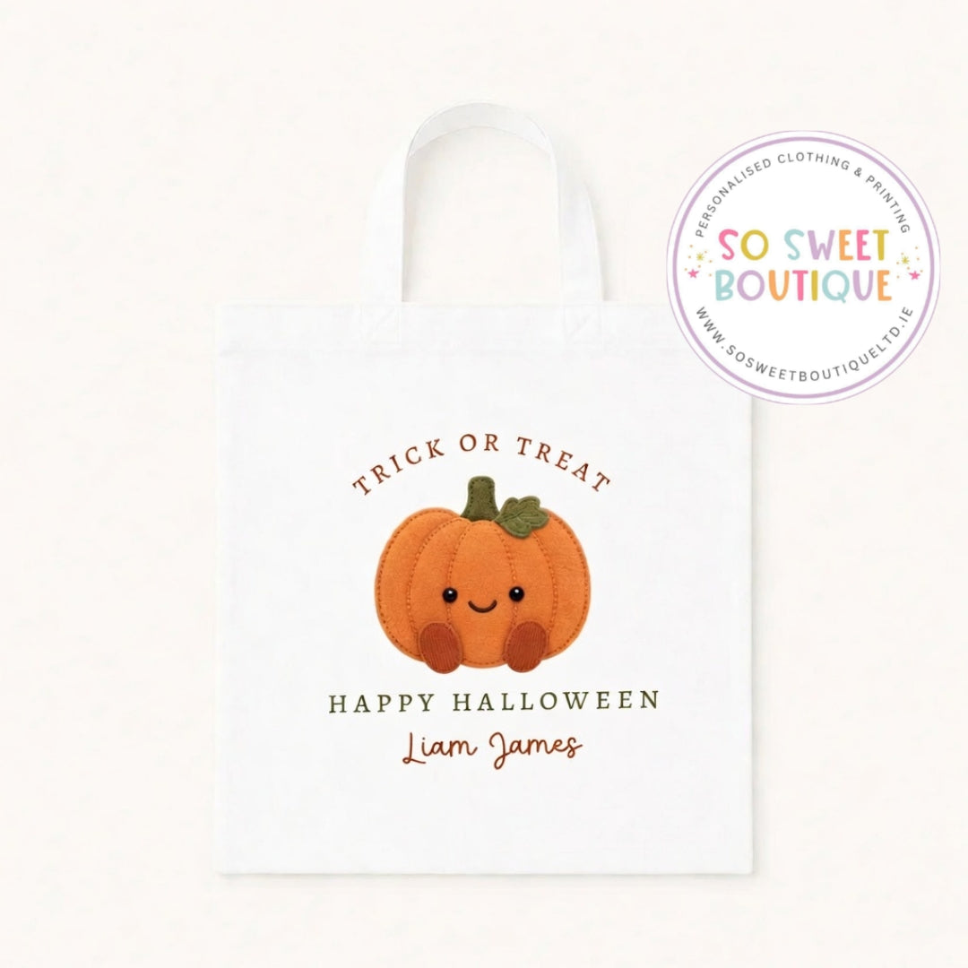 Little Pumpkin Personalised Trick or Treat Re-Usable Tote Bag