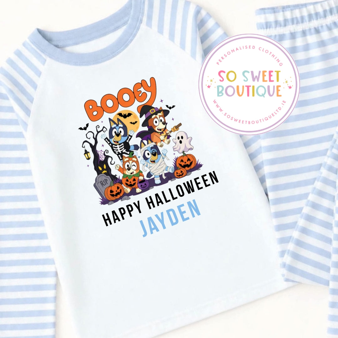 Bluey themed Personalised Halloween Blue Pyjamas
