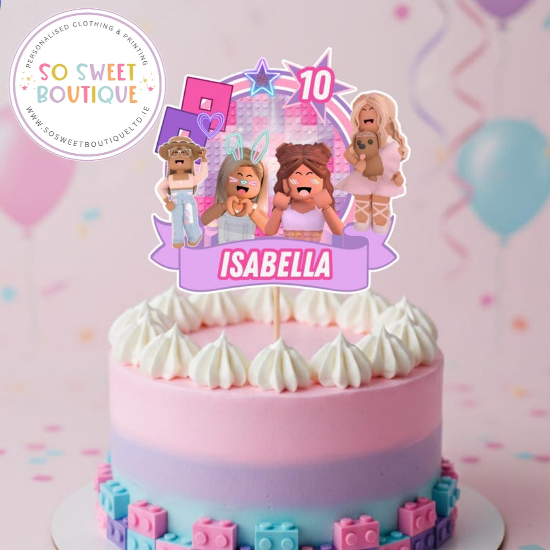 Roblox Girls Personalised Birthday Cake Topper