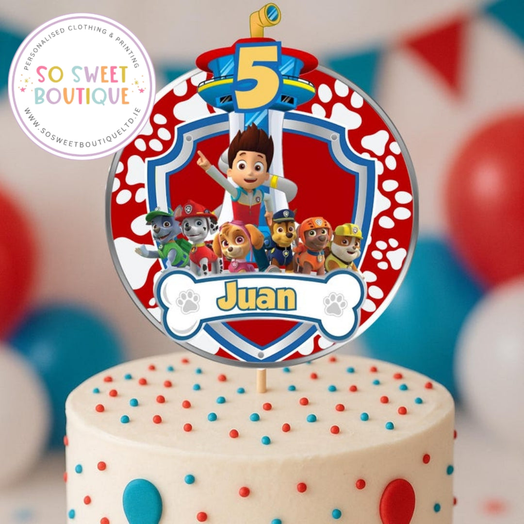 Paw Patrol Personalised Birthday Cake Topper