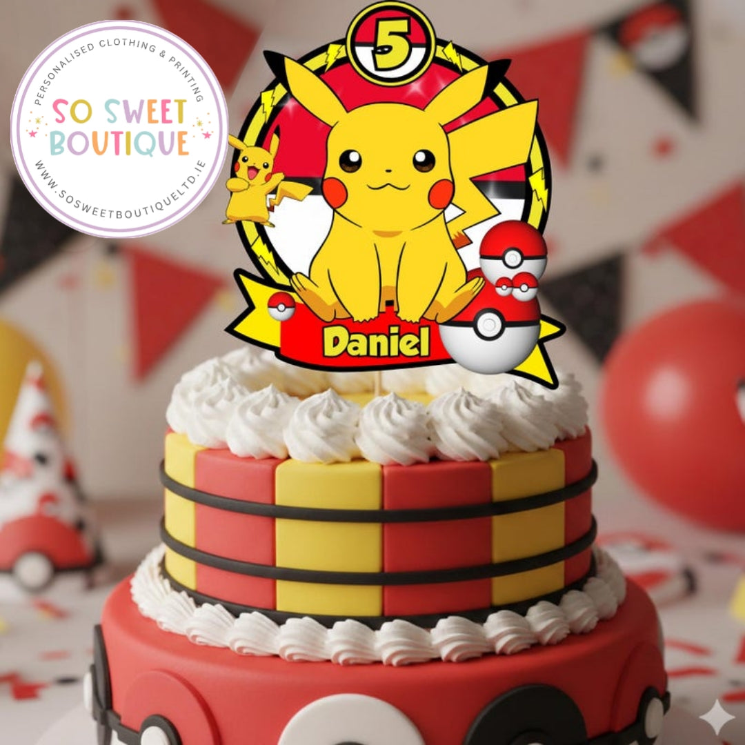 Pikachu Personalised Birthday Cake Topper