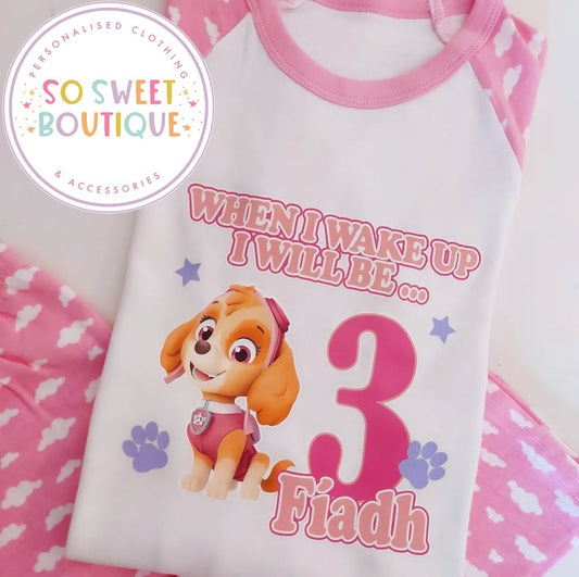 Skye Paw Patrol When I Wake Up Personalised Birthday Pyjamas - SoSweetBoutiqueLtd