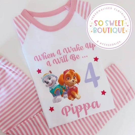 Skye & Everest Paw Patrol When I Wake Up Personalised Birthday Pyjamas - SoSweetBoutiqueLtd