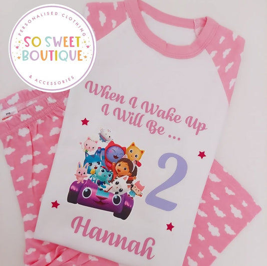 Gabbys Dollhouse When I Wake Up Personalised Birthday Pyjamas - SoSweetBoutiqueLtd