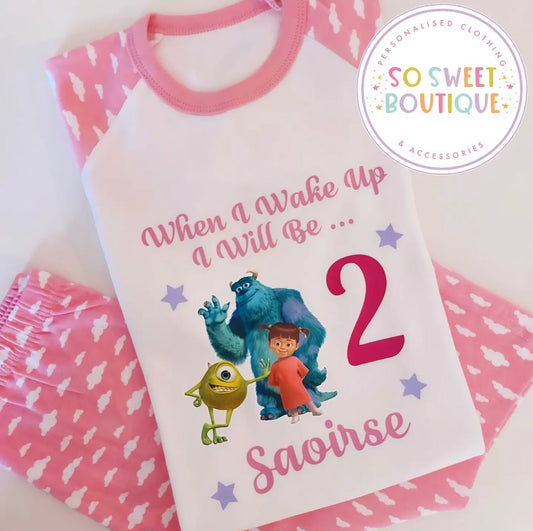Monster Inc When I Wake Up Personalised Birthday Pyjamas - SoSweetBoutiqueLtd