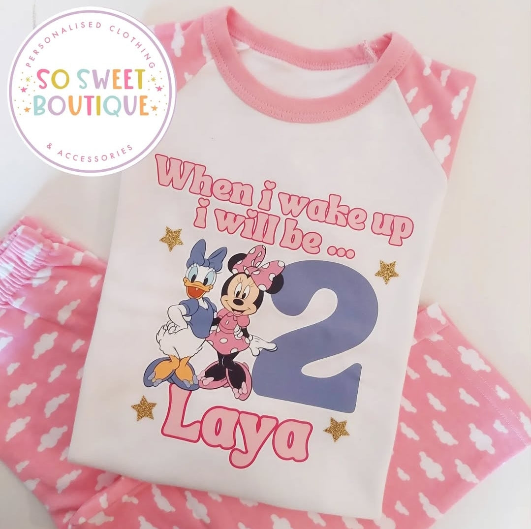Daisy & Minnie Personalised Birthday PJs - SoSweetBoutiqueLtd