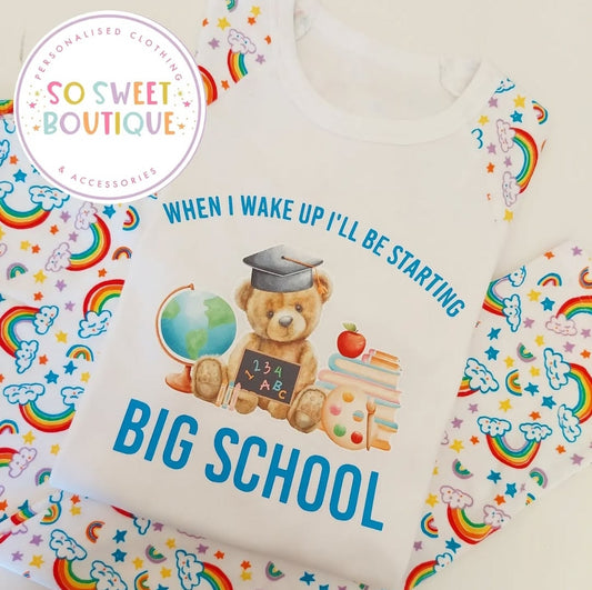 Preschool|Big School Personalised Rainbow Print Pyjamas
