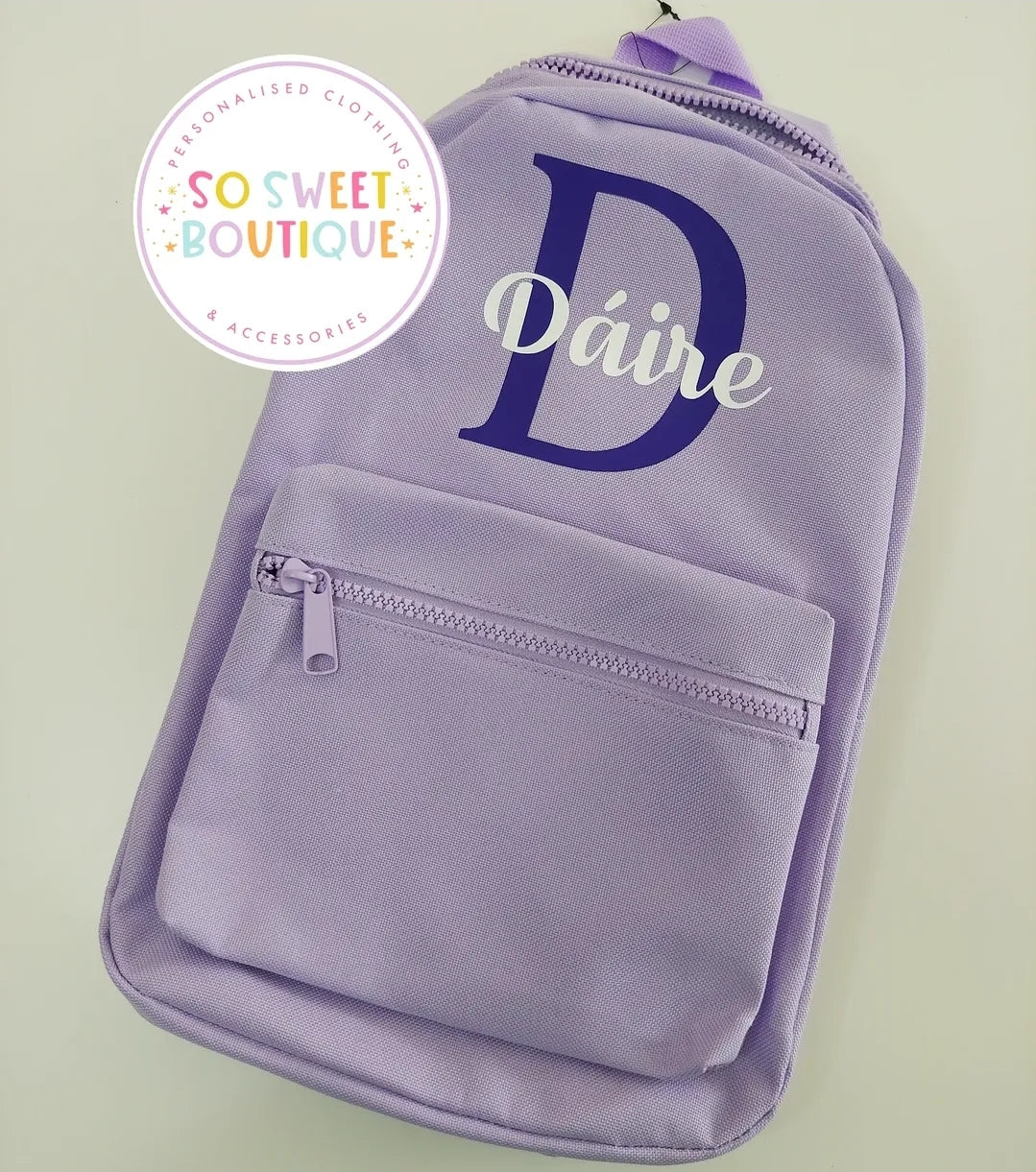 Lavender Initial Style Backpack