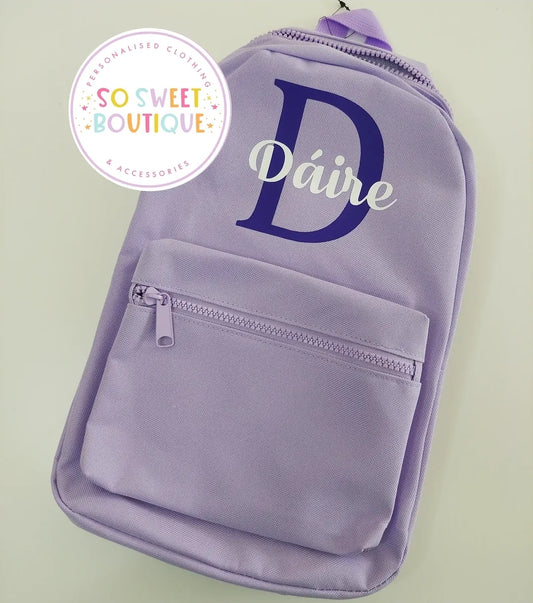 Lavender Initial Style Backpack