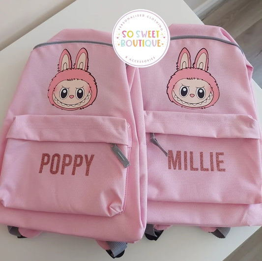 Labubu Personalised Pink School Bag - 2 Size Options