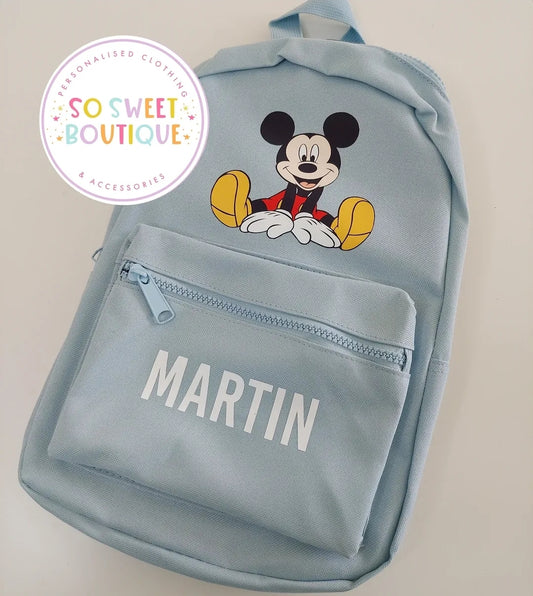 Character Personalised Pastel Blue Backpack
