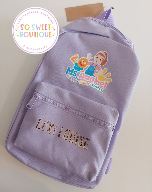 Character Personalised Lavender Backpack