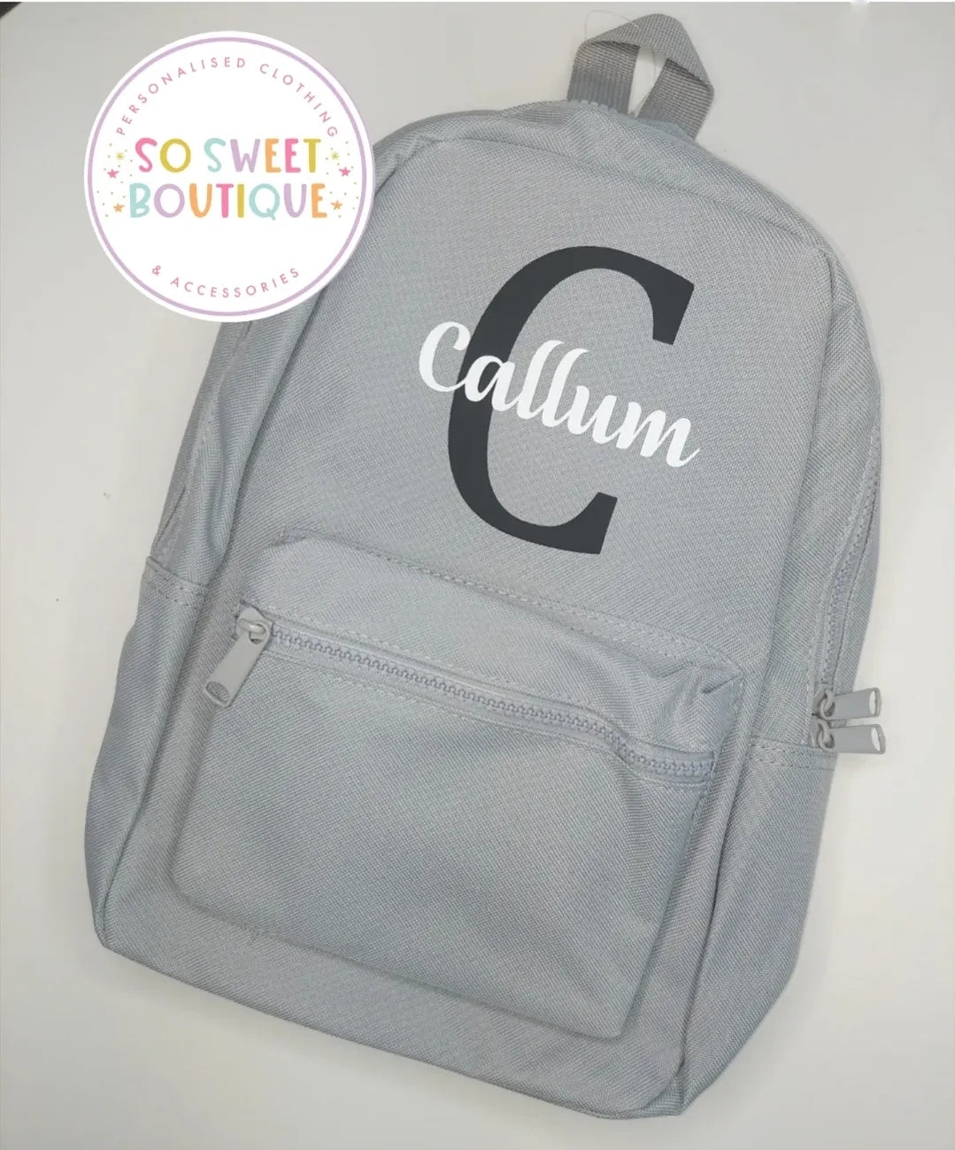 Grey Initial Style Backpack