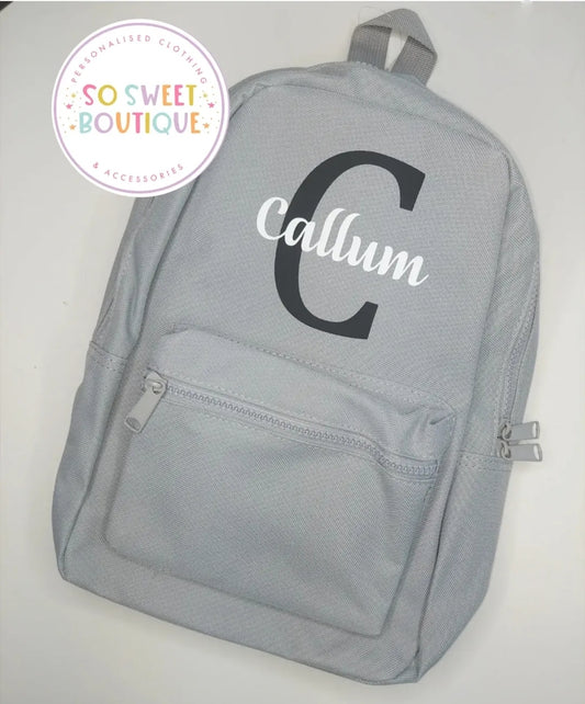 Grey Initial Style Backpack