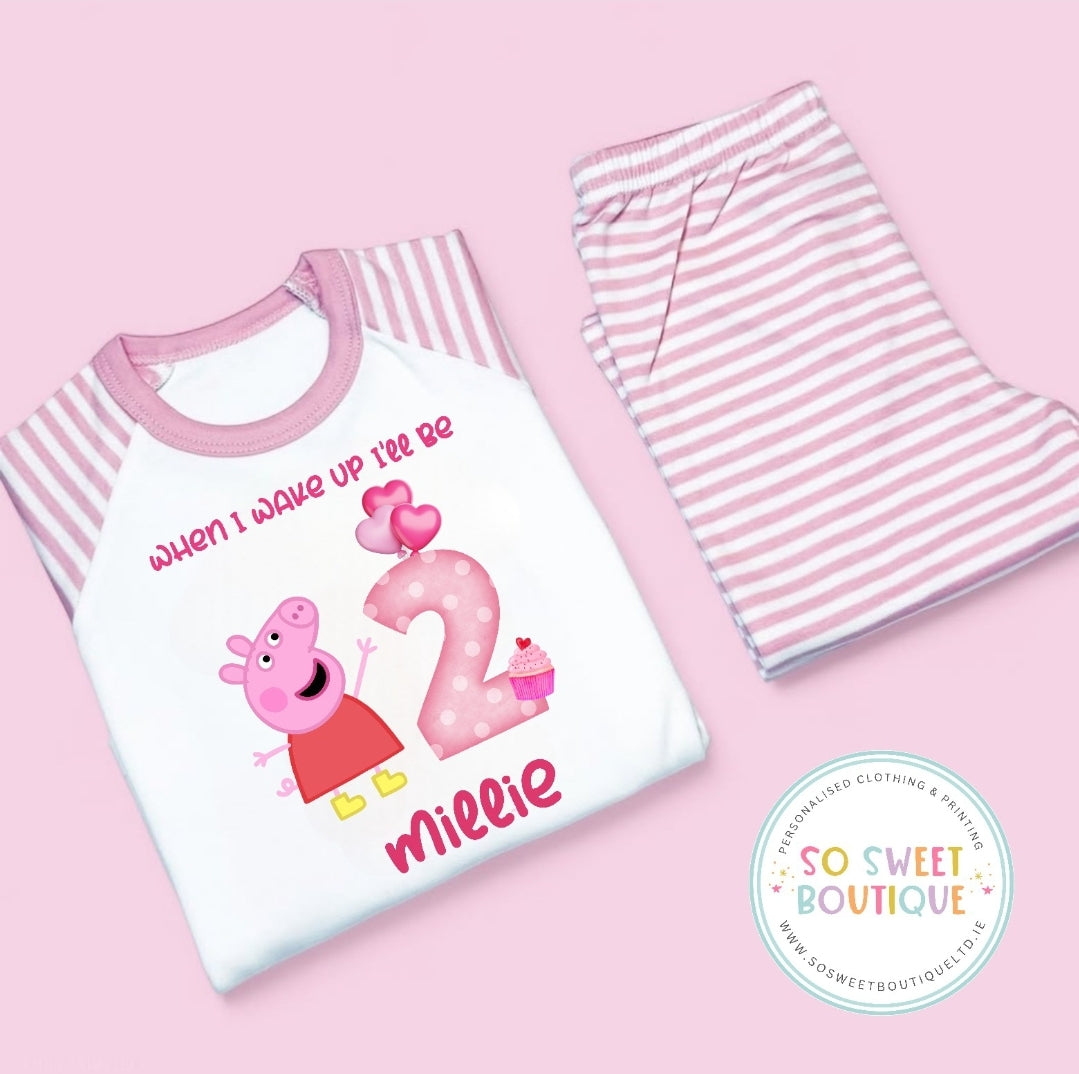 Peppa When I Wake Up Personalised Birthday PJs