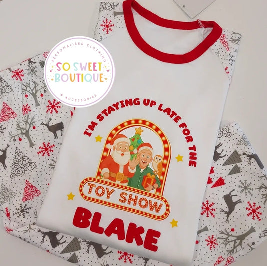 The Toy Show Personalised Grey Reindeer Style Pyjamas