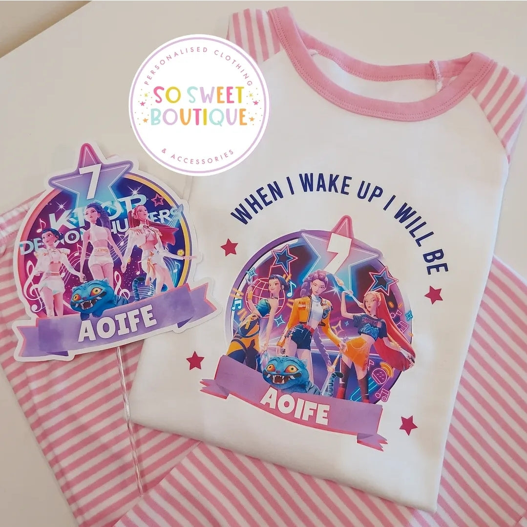 KPOP Demon Hunters When I Wake Up Personalised Birthday PJs