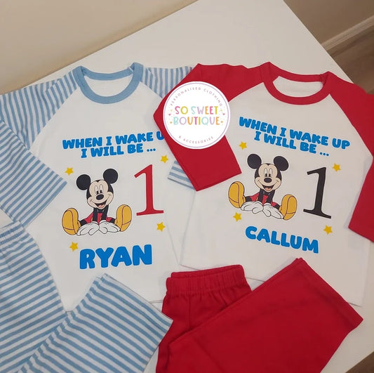 Mickey When I Wake Up Personalised Birthday Pyjamas